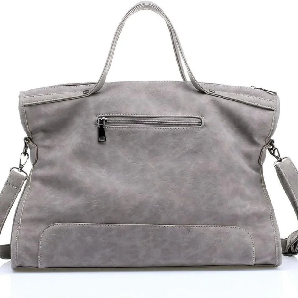 Source Unknown Gray Studded Tote with Tassel Accent